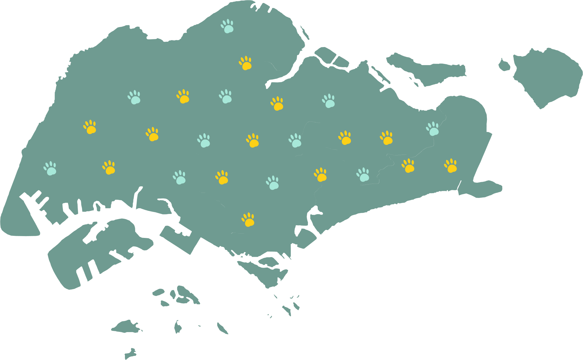 A About Pets Service Coverage Map in Singapore